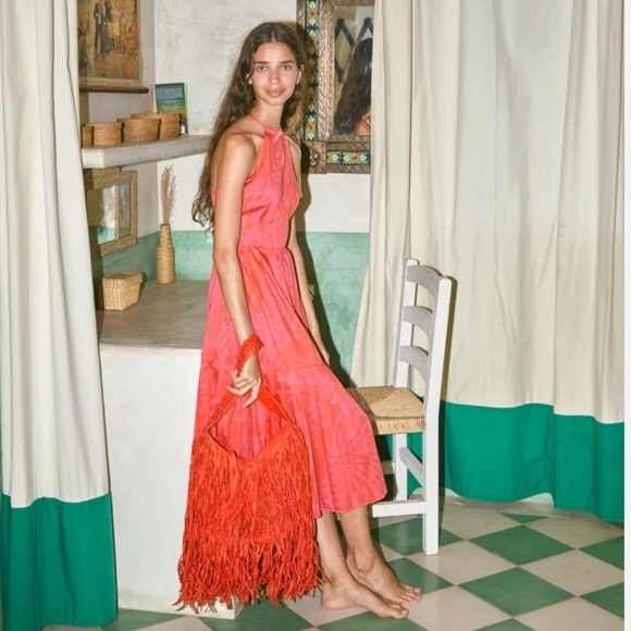 Corey Lynn Calter CHRISLEY DRESS-SHELL Flamingo Open Tie Back Medium New $298 - Picture 2 of 15